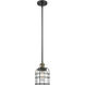 Franklin Restoration Bell Cage LED 6 inch Black Antique Brass Mini Pendant Ceiling Light in Clear, Franklin Restoration