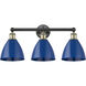 Plymouth Dome 3 Light 25.5 inch Black Antique Brass Bath Vanity Light Wall Light in Blue