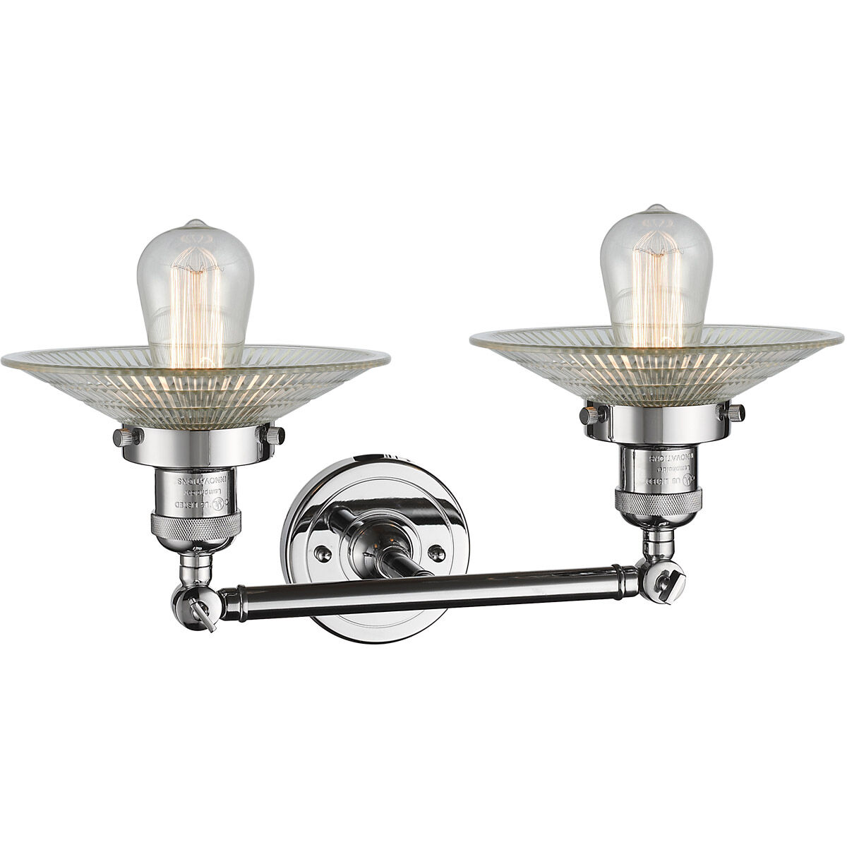 Franklin Restoration Halophane LED 18 inch Polished Chrome Bath Vanity Light Wall Light in Clear Halophane Glass, Franklin Restoration