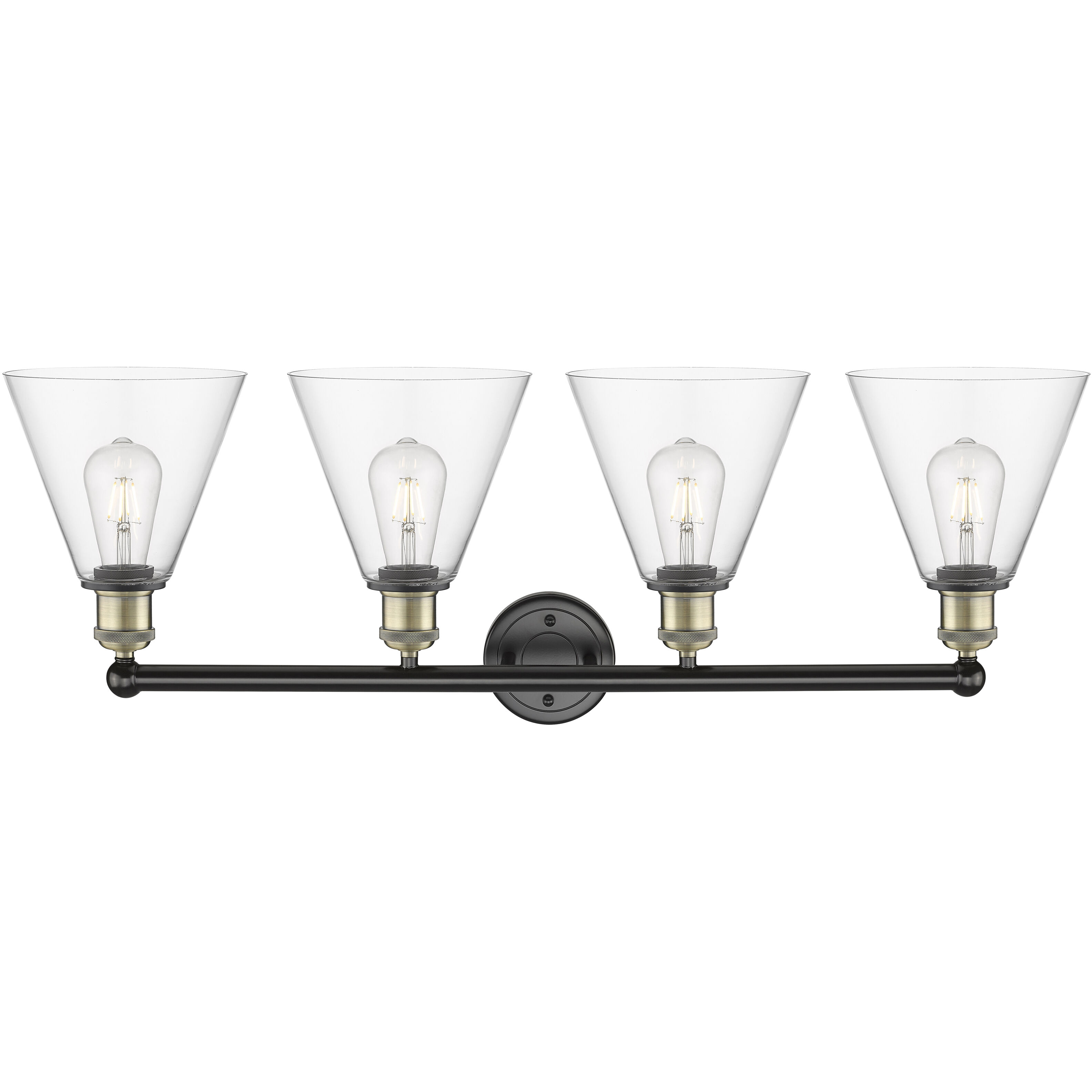 Berkshire 4 Light 35 inch Black Antique Brass Bath Vanity Light Wall Light in Clear