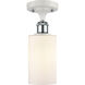 Ballston Clymer LED 4 inch White and Polished Chrome Semi-Flush Mount Ceiling Light in Matte White Glass, Ballston
