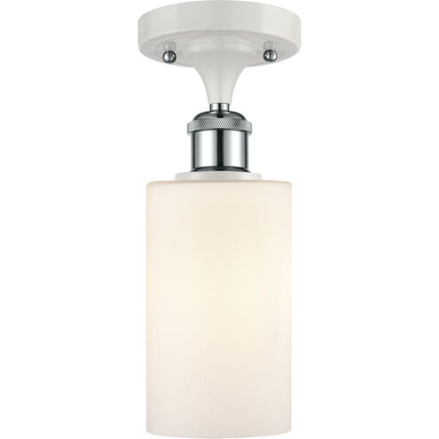 Ballston Clymer LED 4 inch White and Polished Chrome Semi-Flush Mount Ceiling Light in Matte White Glass, Ballston