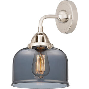 Nouveau 2 Large Bell 1 Light 8 inch Polished Nickel Sconce Wall Light in Plated Smoke Glass