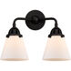 Nouveau 2 Small Cone LED 14.25 inch Matte Black Bath Vanity Light Wall Light in Matte White Glass