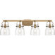 Pilaster II Bell 4 Light 36.5 inch Brushed Brass Bath Vanity Light Wall Light in Clear Glass