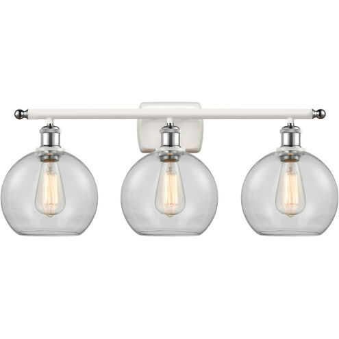 Ballston Athens 3 Light 26 inch White and Polished Chrome Bath Vanity Light Wall Light in Clear Glass, Ballston