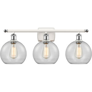 Ballston Athens 3 Light 26 inch White and Polished Chrome Bath Vanity Light Wall Light in Clear Glass, Ballston