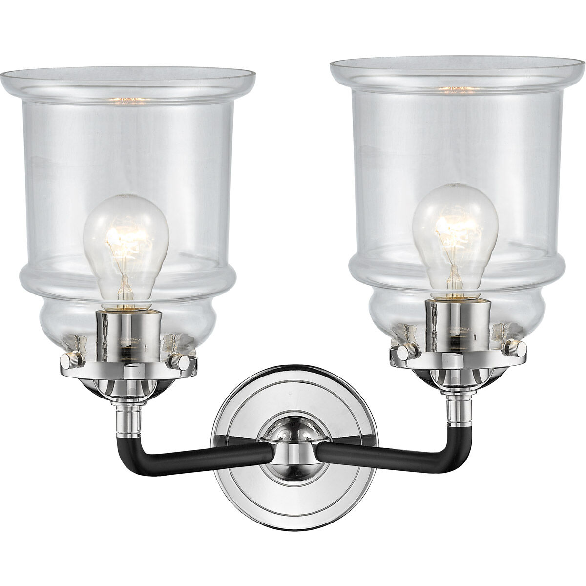 Nouveau Canton LED 14 inch Black Polished Nickel Bath Vanity Light Wall Light in Clear Glass, Nouveau