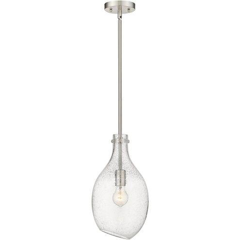 Salem 1 Light 9 inch Brushed Satin Nickel Mini Pendant Ceiling Light in Seedy Glass