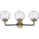 Nouveau Beacon LED 24 inch Black Antique Brass Bath Vanity Light Wall Light in Seedy Glass, Nouveau