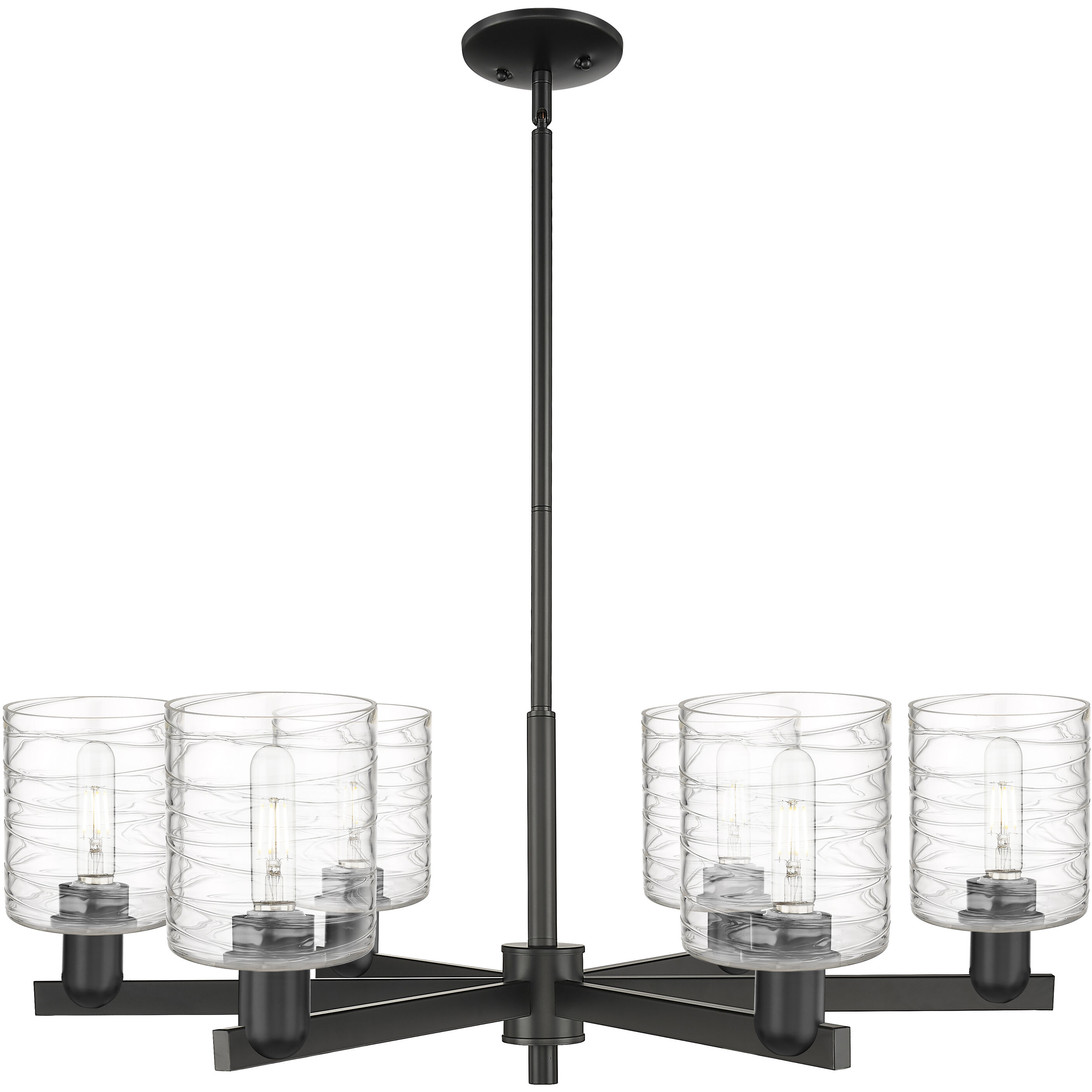 Arcadia Cobbleskill 6 Light 34.75 inch Matte Black Chandelier Ceiling Light in Deco Swirl