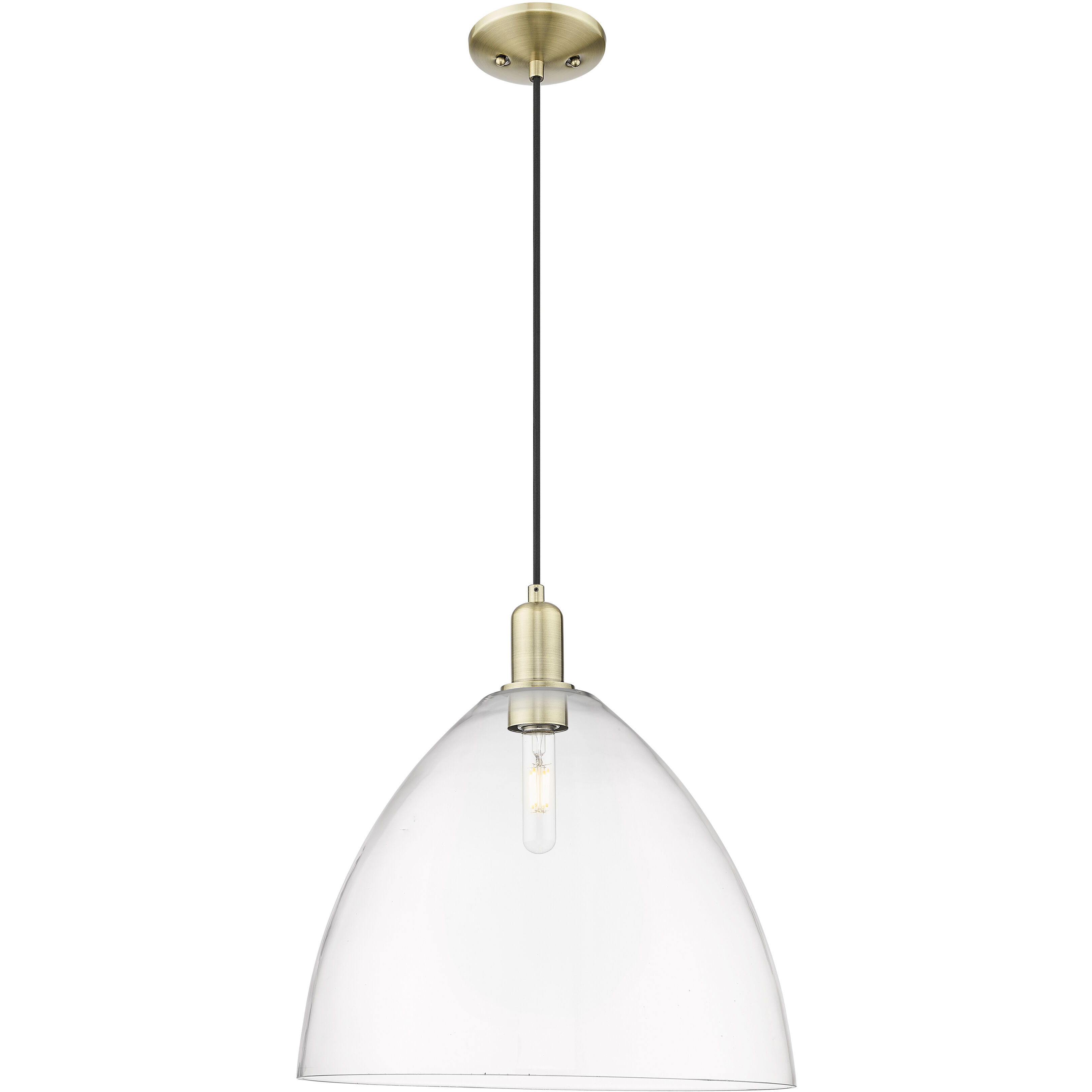 Arcadia Bristol 1 Light 16 inch Antique Brass Mini Pendant Ceiling Light in Clear