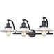 Franklin Restoration Halophane 3 Light 28 inch Oil Rubbed Bronze Bath Vanity Light Wall Light in Matte White Halophane Glass, Franklin Restoration