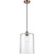 Ballston Large Cobbleskill LED 9 inch Antique Copper Mini Pendant Ceiling Light in Clear Glass, Black Textured, Ballston