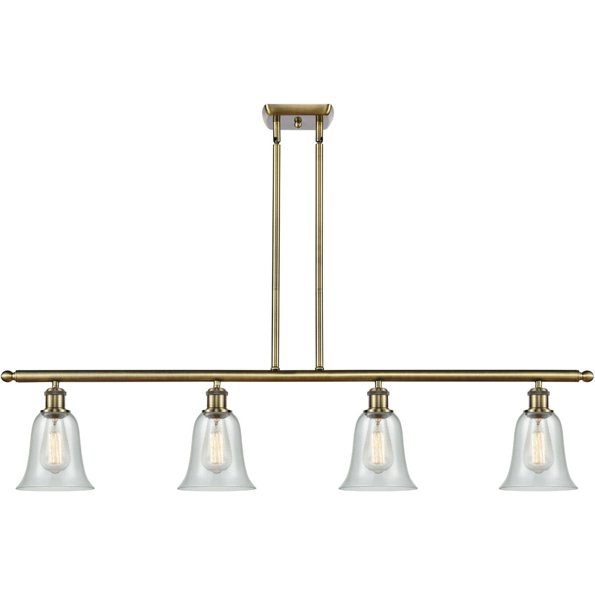 Ballston Hanover 4 Light 48 inch Antique Brass Island Light Ceiling Light in Fishnet Glass, Ballston