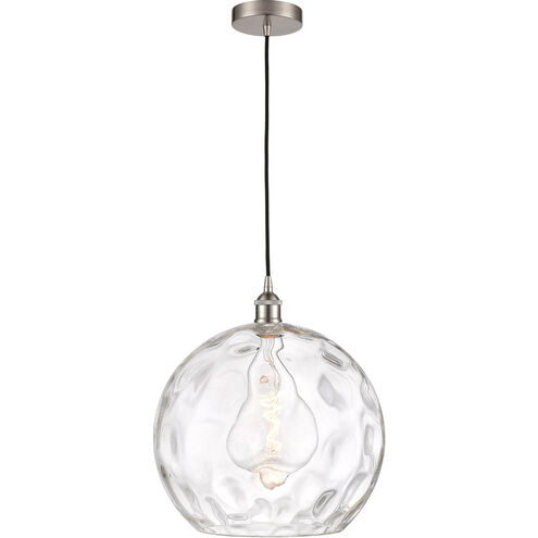 Edison Athens Water Glass LED 14 inch Brushed Satin Nickel Pendant Ceiling Light