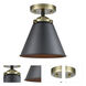 Nouveau Appalachian LED 8 inch Black Antique Brass Semi-Flush Mount Ceiling Light in Matte Black, Nouveau