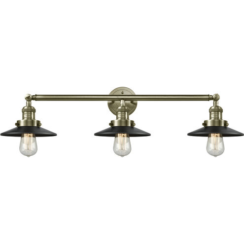 Franklin Restoration Railroad LED 32 inch Antique Brass Bath Vanity Light Wall Light in Matte Black, Franklin Restoration