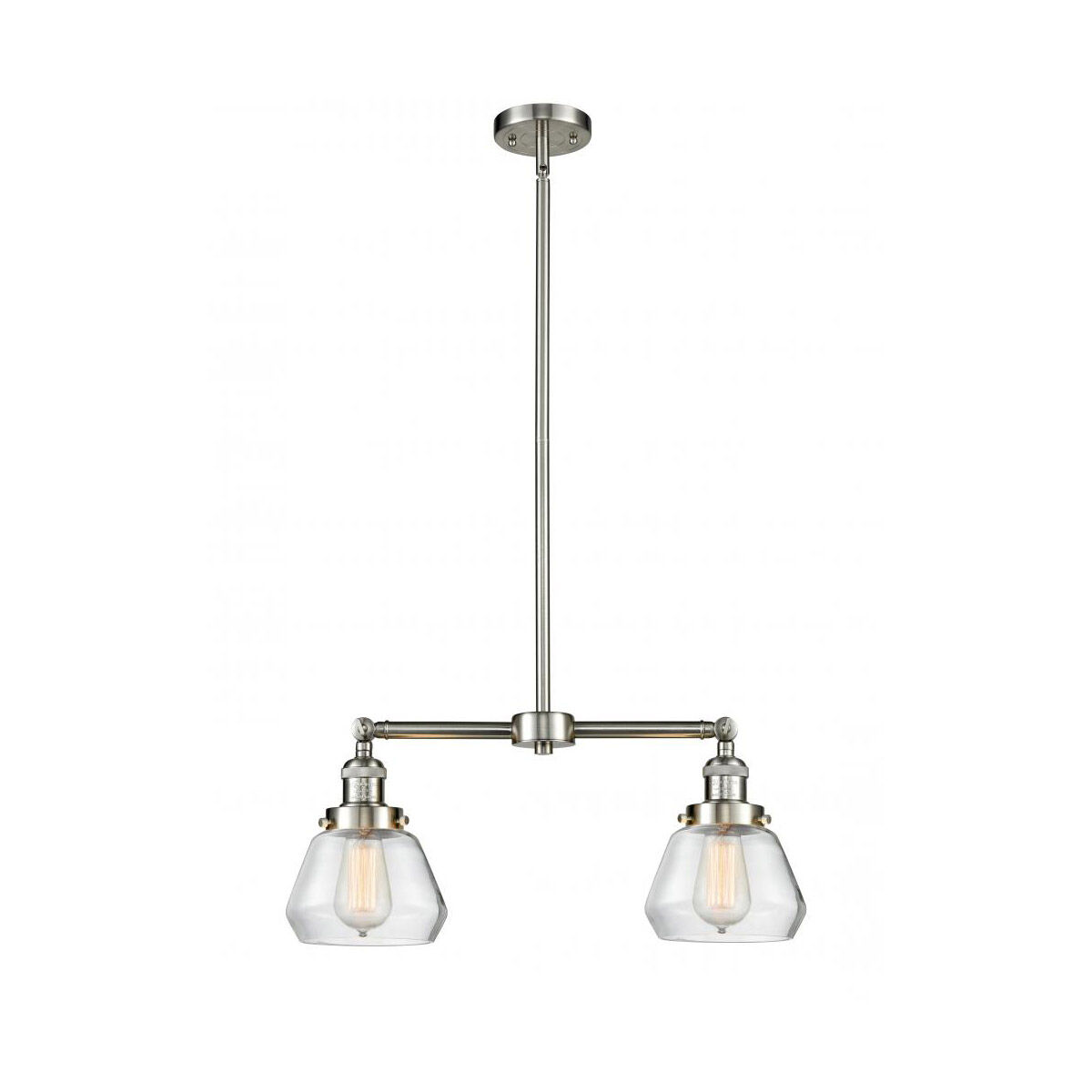 Franklin Restoration Fulton 2 Light 21 inch Brushed Satin Nickel Chandelier Ceiling Light in Clear Glass, Franklin Restoration
