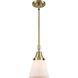 Franklin Restoration Small Cone 1 Light 6 inch Antique Brass Mini Pendant Ceiling Light in Matte White Glass