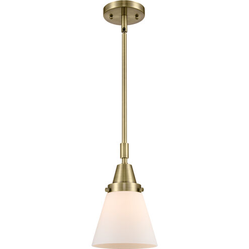 Franklin Restoration Small Cone 1 Light 6 inch Antique Brass Mini Pendant Ceiling Light in Matte White Glass