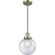Franklin Restoration Beacon LED 8 inch Antique Brass Mini Pendant Ceiling Light in Seedy, Franklin Restoration