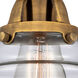 Nouveau 2 Canton LED 6 inch Brushed Brass Semi-Flush Mount Ceiling Light in Clear Glass