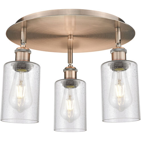 Clymer 3 Light 15.63 inch Antique Copper Flush Mount Ceiling Light in Seedy