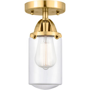 Nouveau 2 Dover LED 5 inch Satin Gold Semi-Flush Mount Ceiling Light in Clear Glass
