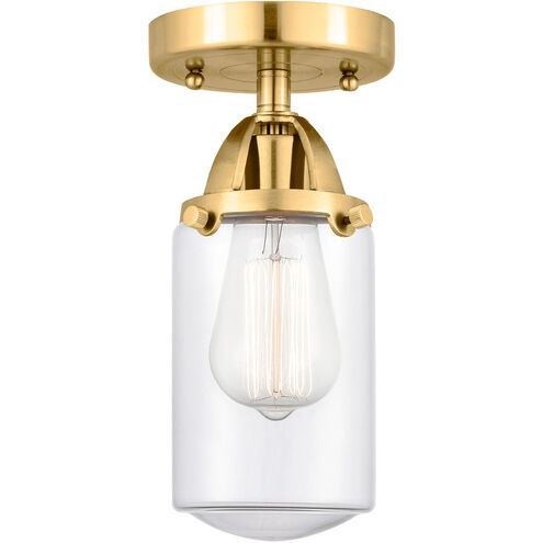 Nouveau 2 Dover LED 5 inch Satin Gold Semi-Flush Mount Ceiling Light in Clear Glass