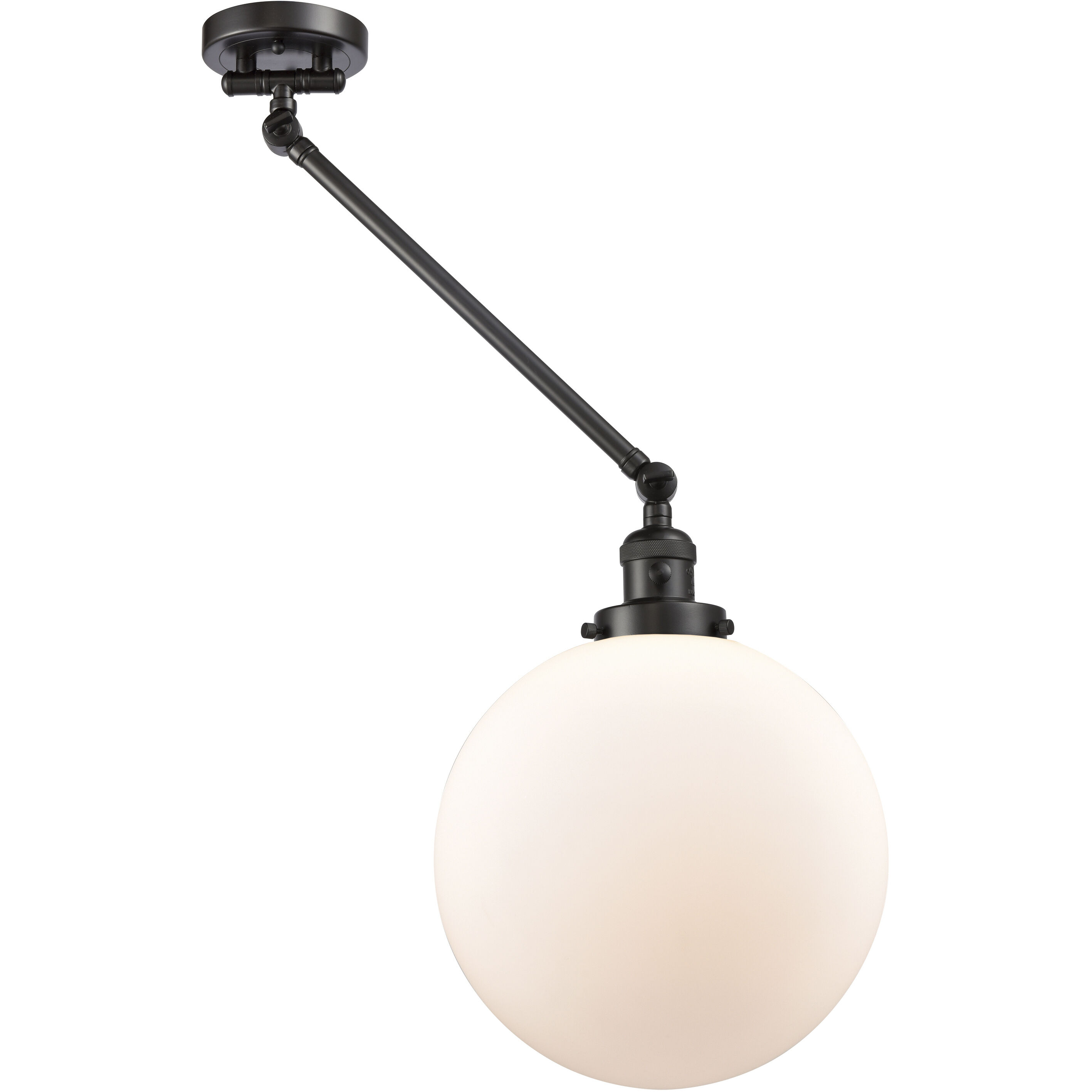 XX-Large Beacon 20 inch 100 watt Oil Rubbed Bronze Swing Arm Wall Light in Matte White Glass, Franklin Restoration