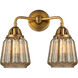 Nouveau 2 Chatham LED 14 inch Brushed Brass Bath Vanity Light Wall Light in Mercury Glass