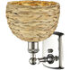 Woven Rattan Sconce Wall Light in Polished Nickel