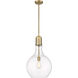 Amherst LED 13.75 inch Brushed Brass Pendant Ceiling Light in Clear Glass