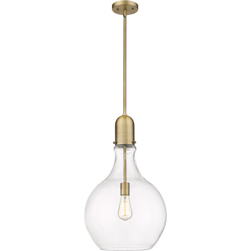 Amherst LED 13.75 inch Brushed Brass Pendant Ceiling Light in Clear Glass