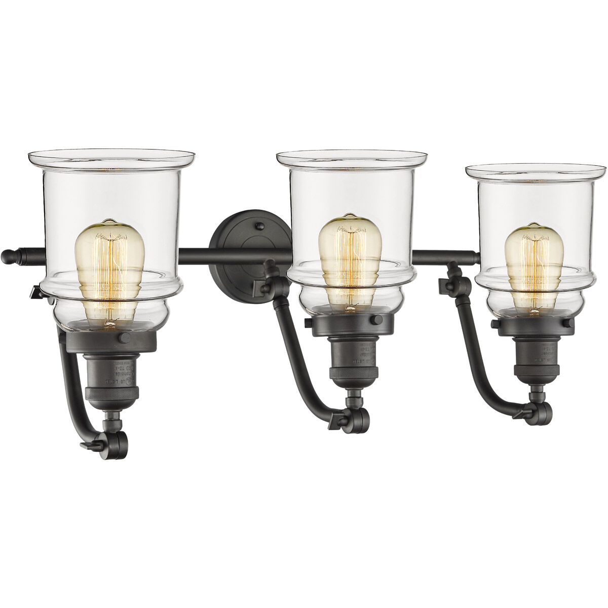 Franklin Restoration Canton 3 Light 28 inch Oil Rubbed Bronze Bath Vanity Light Wall Light in Clear Glass, Franklin Restoration