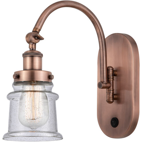 Franklin Restoration Canton LED 6.5 inch Antique Copper Sconce Wall Light in Seedy Glass