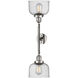 Franklin Restoration Large Bell 2 Light 19 inch Polished Nickel Bath Vanity Light Wall Light in Seedy Glass, Franklin Restoration