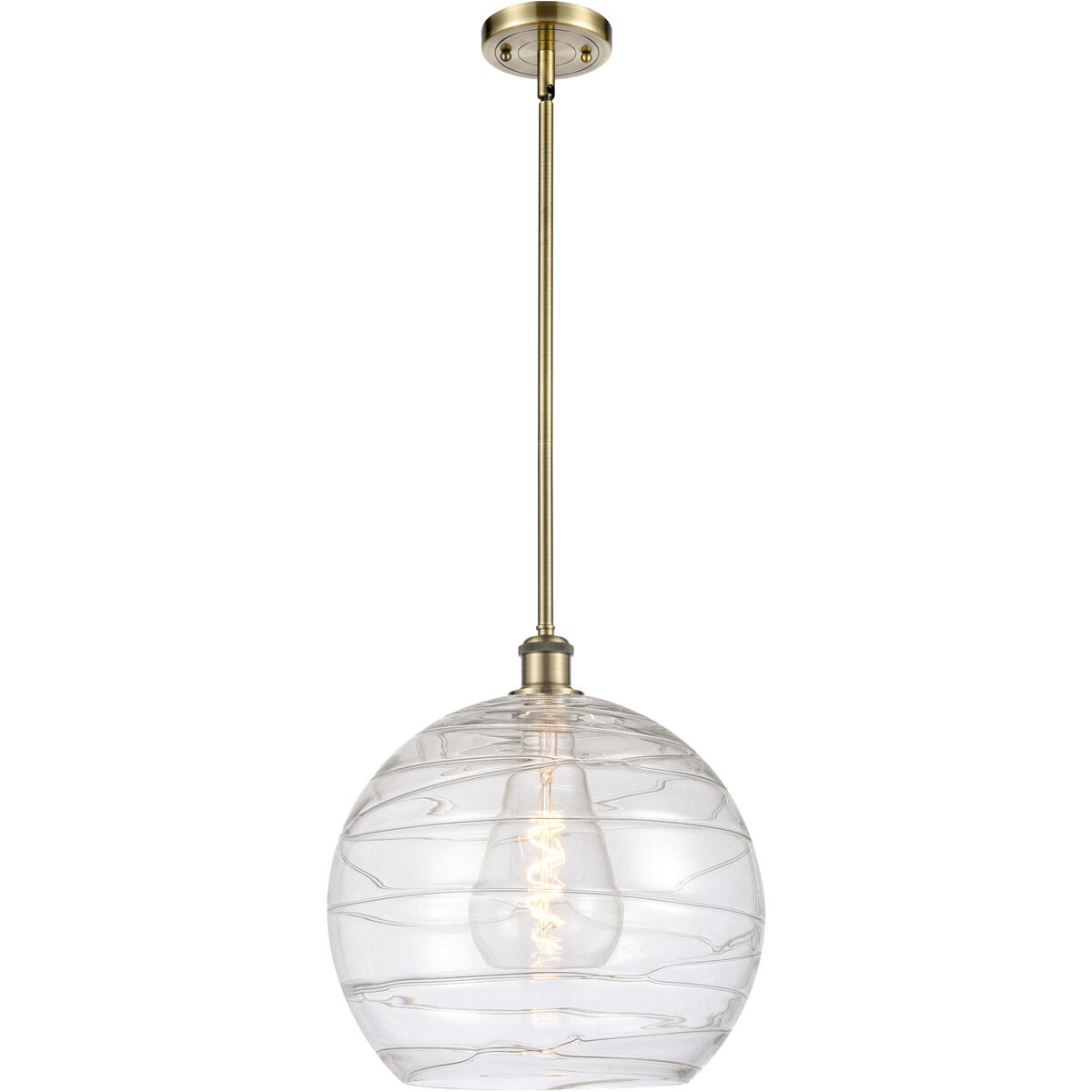 Ballston Deco Swirl 1 Light 14 inch Antique Brass Pendant Ceiling Light