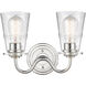 Scarlett 2 Light 14 inch Polished Chrome Bath Vanity Light Wall Light in Seedy Glass