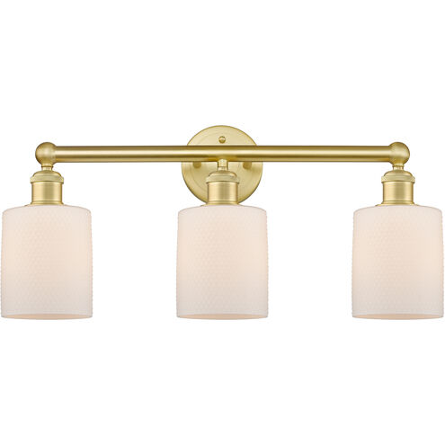 Cobbleskill 3 Light 23 inch Satin Gold and Matte White Bath Vanity Light Wall Light