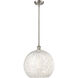 Ballston White Mouchette 1 Light 13.75 inch Brushed Satin Nickel Stem Hung Pendant Ceiling Light