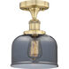 Bell 1 Light 7.75 inch Brushed Brass Semi-Flush Mount Ceiling Light