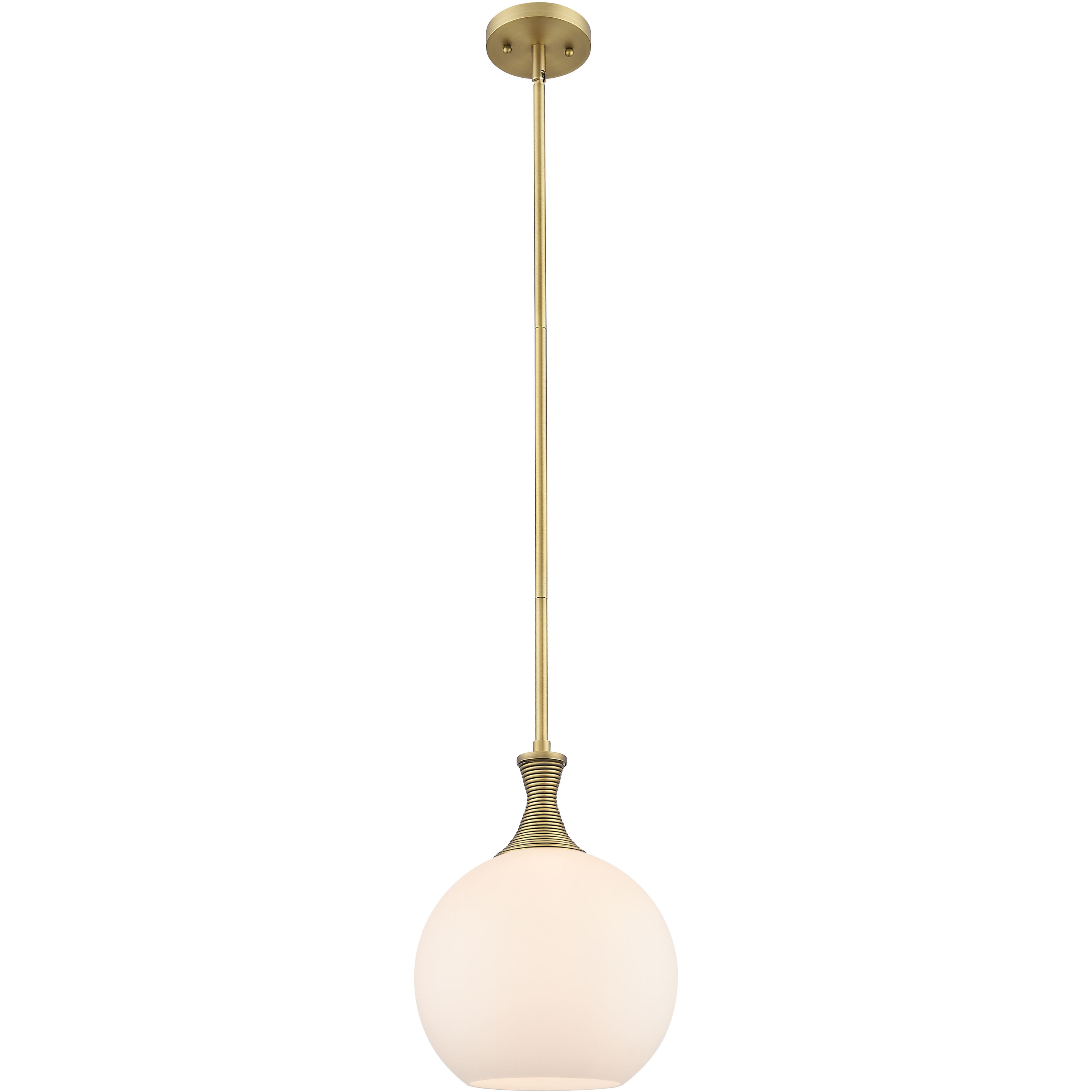 Astor 1 Light 10 inch Brushed Brass Mini Pendant Ceiling Light in Matte White Glass