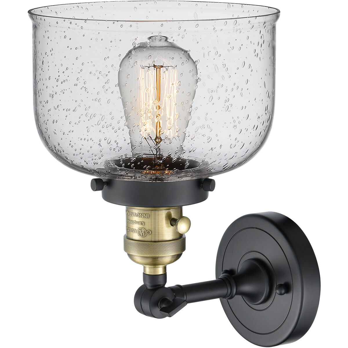 Franklin Restoration Large Bell LED 8 inch Black Antique Brass Sconce Wall Light, Franklin Restoration