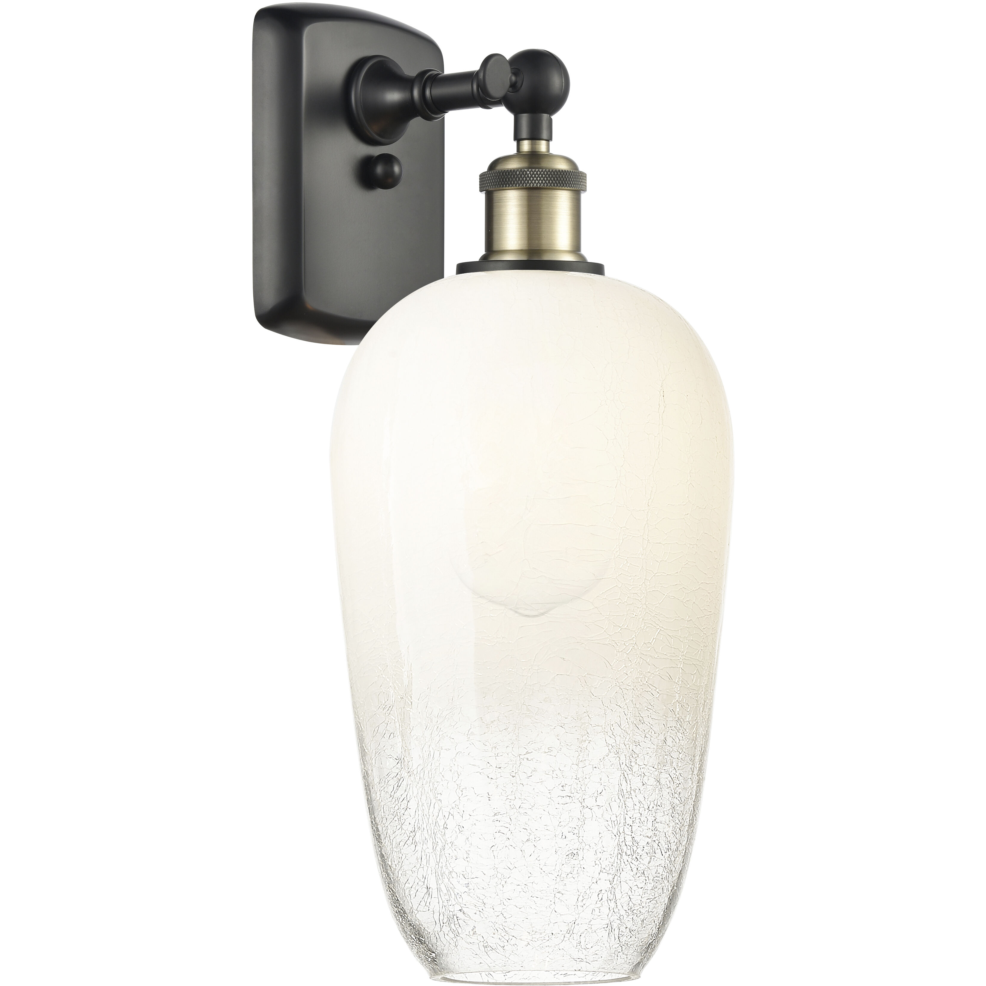 Ballston Brookhaven Flute Armed Sconce Wall Light in Black Antique Brass, Opal Glass