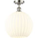 Edison White Venetian 1 Light 12 inch Polished Nickel Semi-Flush Mount Ceiling Light