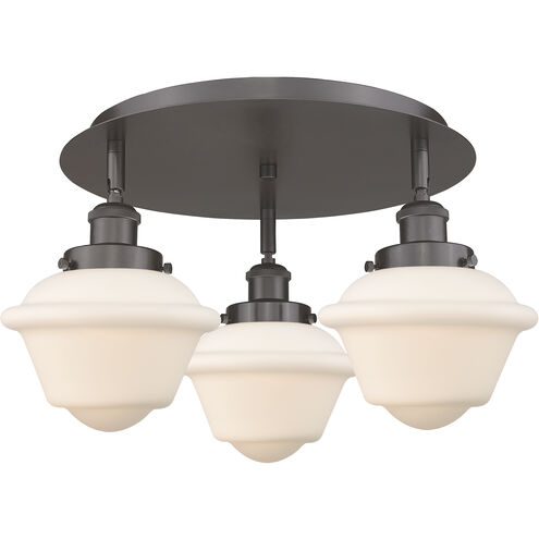 Oxford 3 Light 18.25 inch Oil Rubbed Bronze Flush Mount Ceiling Light in Matte White