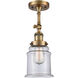 Franklin Restoration Canton 1 Light 6 inch Brushed Brass Semi-Flush Mount Ceiling Light in Clear Glass, Franklin Restoration