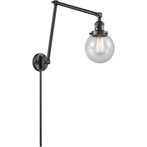 Beacon 30 inch 3.5 watt Oil Rubbed Bronze Swing Arm Wall Light in Seedy Glass, Franklin Restoration